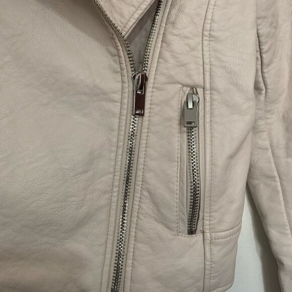 FOREVER 21 cream neutral stone Moto jacket faux leather - Picture 3 of 7